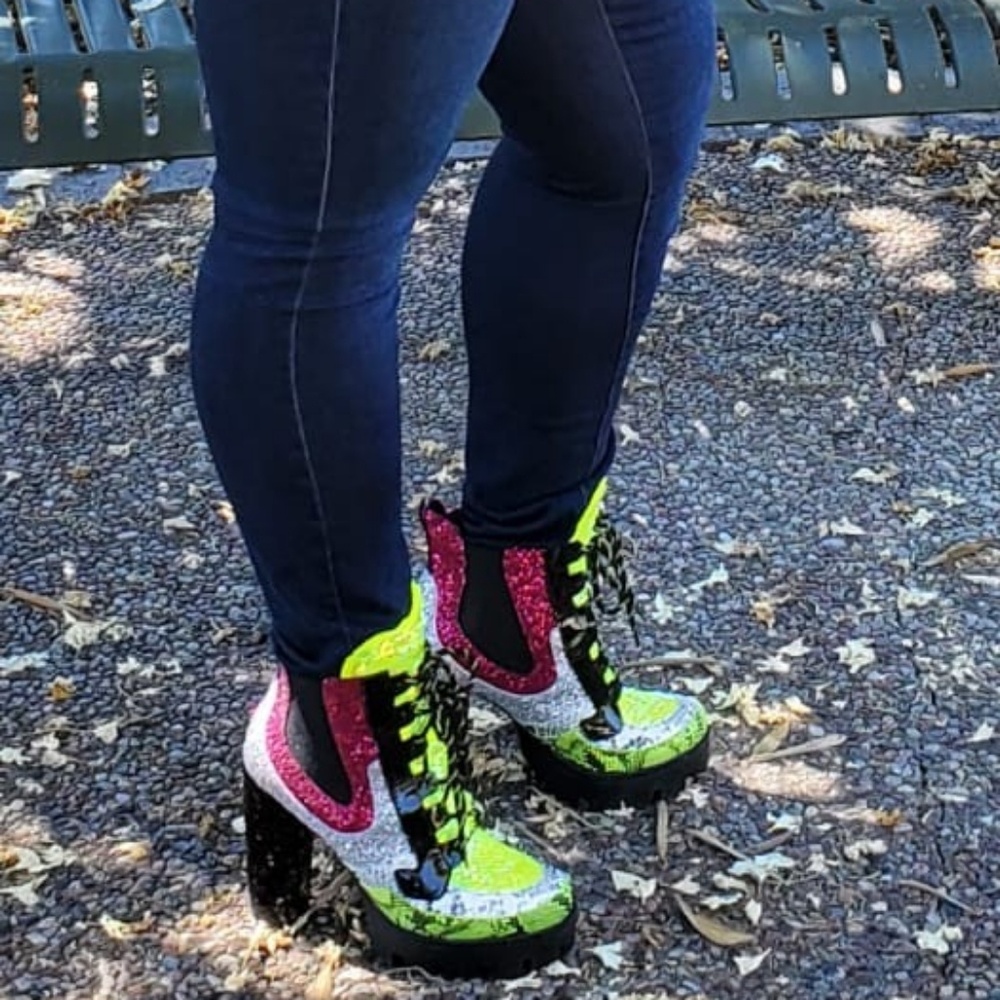Multi Snake Print Boot Neon Nell 10 - Picture 6 of 8